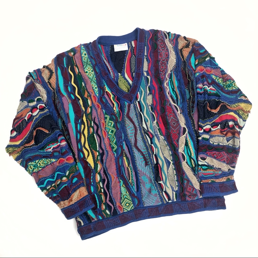 SOLD 🚫 COOGI Vintage Sweater V Neck Colorful XL